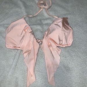 Light pink halter bikini top with decorative front